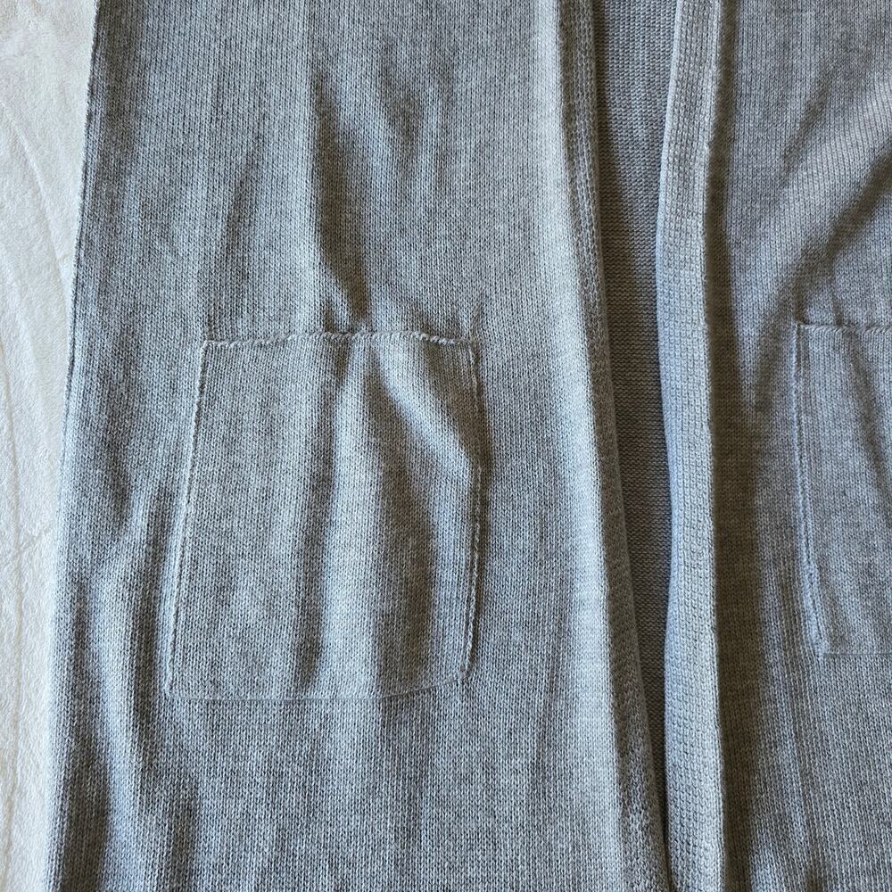 Eileen fisher Peruvian Organic Cotton Gray Long Cardigan L Layering Minimalist - Picture 10 of 11